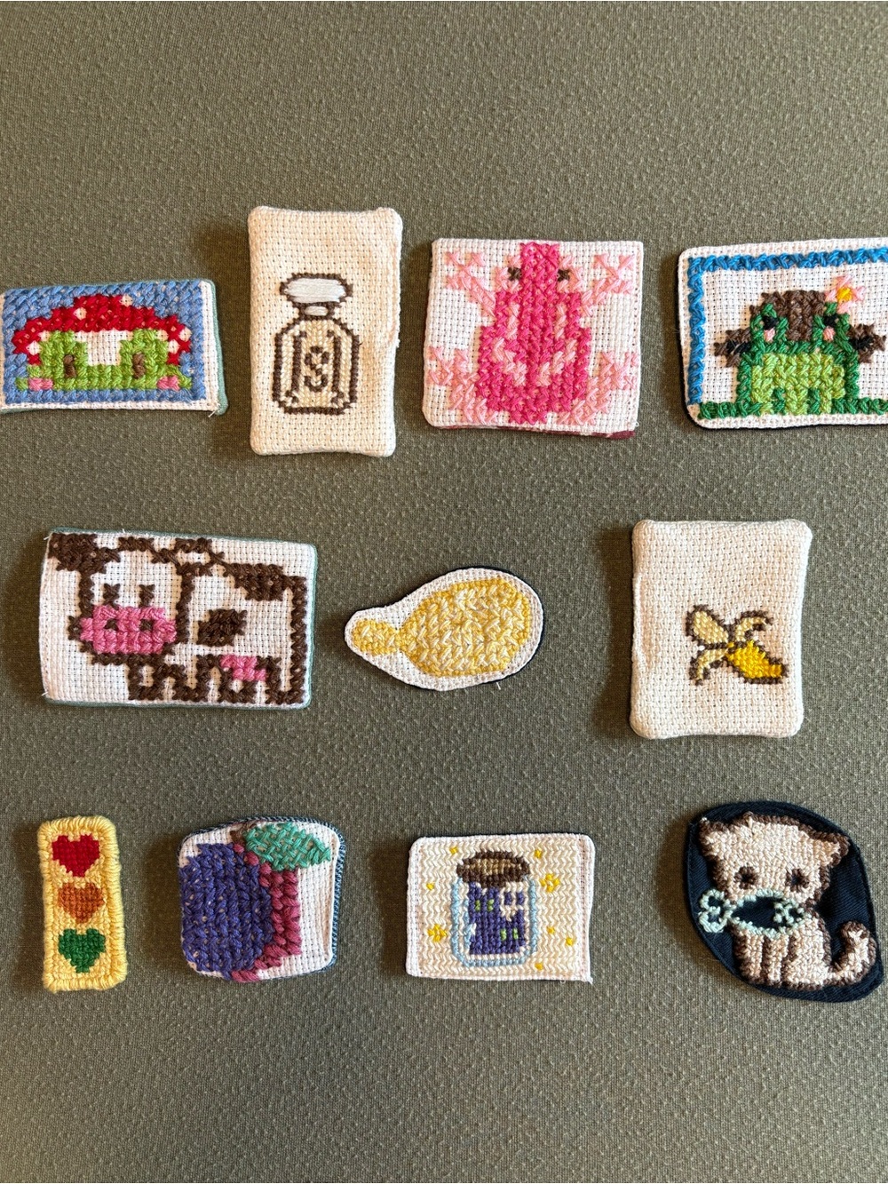 handmade cross-stitch patches—medium